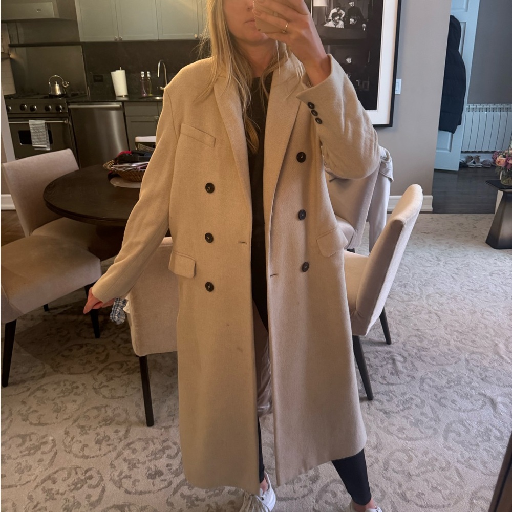 Zara Tan Double-Breasted Trench Coat - Picture 2 of 7